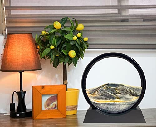 51aKV6tXkhL._SL500_.jpg SANDCLE 3D Sand Art Picture - Liquid Motion Deep Sea Sandscape in Round Glass Frame, 7" Ocean Decor for Home or Office - Image 3