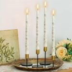 Gedengni 10" Dripless Floral Taper Candles - 4 Pack White Unscented for Weddings & Events - Image 3