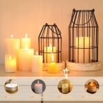 Set of 2 Rustic Wire Metal Cloche Candle Lanterns - Vintage Farmhouse Decor for Indoor/Outdoor Use. - Image 4