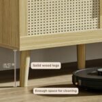 SUPERJARE Boho TV Stand for 65-Inch TVs, Adjustable Rattan Media Console with 2 Cabinets - Perfect for Living Room - Image 6