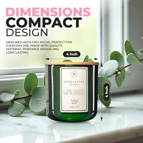 51bYfRHlBTL._SL500_.jpg Waxily Eucalyptus Soy Candle | Non-Toxic Aromatherapy | Long-Lasting, Eco-Friendly, Vegan | Luxury Gift for Home Spa & Stress Relief | 12oz - Image 5