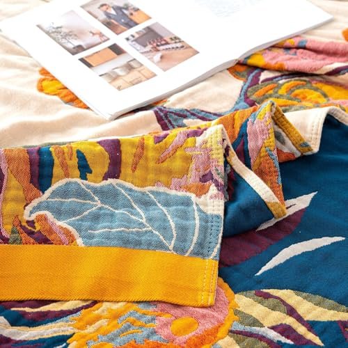 51bgATlR6vL._SL500_.jpg MSGKV Boho Floral Throw Blanket for Couch - Cozy Cotton 50" x 60" Cover for Living Room - Image 7