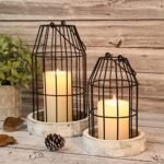 Set of 2 Rustic Wire Metal Cloche Candle Lanterns - Vintage Farmhouse Decor for Indoor/Outdoor Use. - Image 3