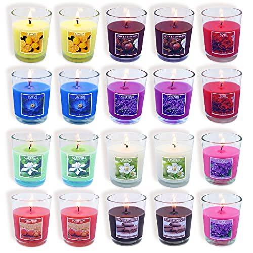 20-Pack Scented Soy Votive Candles with 10 Fragrances – Perfect 20 Packs Scented Aromatherapy Candle with 10 Fragrances, 1.8 Oz Soy Votive Candle for Home Decoration, Candle Gifts Baskets for Christmas Thanksgiving Anniversary