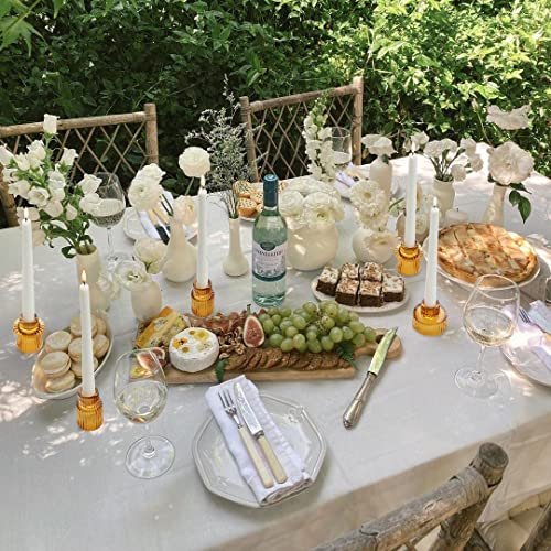 51dKKwDDrCL._SL500_.jpg Vixdonos Amber Taper Glass Candlestick Holders for Tealights – Perfect for Weddings, Parties & Centerpieces (Set of 3) - Image 4