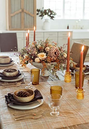 51dSB2onJwL._SL500_.jpg Vixdonos Amber Taper Glass Candlestick Holders for Tealights – Perfect for Weddings, Parties & Centerpieces (Set of 3) - Image 5