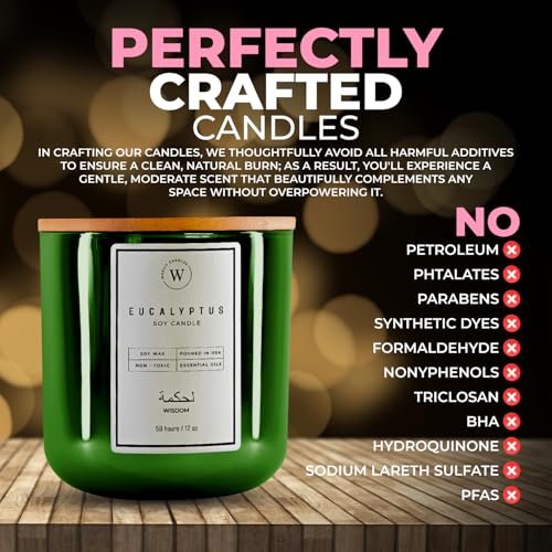 51eOjPmgyjL._SL500_.jpg Waxily Eucalyptus Soy Candle | Non-Toxic Aromatherapy | Long-Lasting, Eco-Friendly, Vegan | Luxury Gift for Home Spa & Stress Relief | 12oz - Image 8
