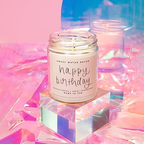 51elP1WM36L._SL500_.jpg Sweet Water Decor Happy Birthday Soy Candle - Vanilla Sugar & Buttercream Scent - 9oz, 40-Hour Burn Time, Non-Toxic Gift for Mom & Friends! - Image 3