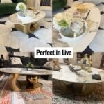 51.2'' Modern Oval Coffee Table with Marble Top & Gold Base - Heat & Scratch Resistant, Easy Assembly - Image 3