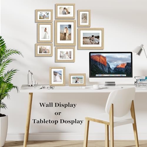 51fMBn2dfGL._SL500_.jpg Povrgive 10-Pack Picture Frames Set for Collage Wall Decor - Includes Mat and Real Glass, Perfect for Wall Mounting or Tabletop - Image 4