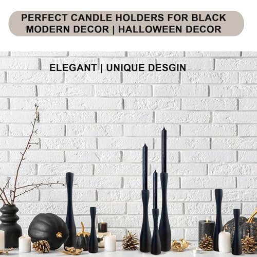 51gQ83HHShL._SL500_.jpg SDALI HOME Black Candle Holders Set of 3 (12"/10"/7.5" H) - Stylish Wooden Taper Candlestick Holders for Home Decor - Image 6