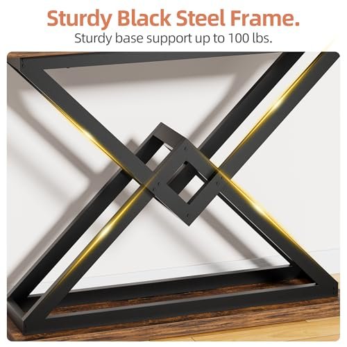 51gYOKyqYjL._SL500_.jpg JUSTOGO 39.4" Industrial Console Table – Triangular Entryway Design for Living Room & Hallway. Rustic Brown Accent Furniture. - Image 6