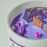 Non-Toxic Amber Scented Candle with Crystals & Wooden Wick – 50hr Aromatherapy Gift for Women. - Image 3