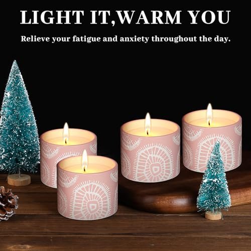 51ggyggWDKL._SL500_.jpg Sandalwood Scented Candle in Minimalist Plaster Jar - 7oz Long-Lasting Soy Wax for Home & Meditation - Image 4