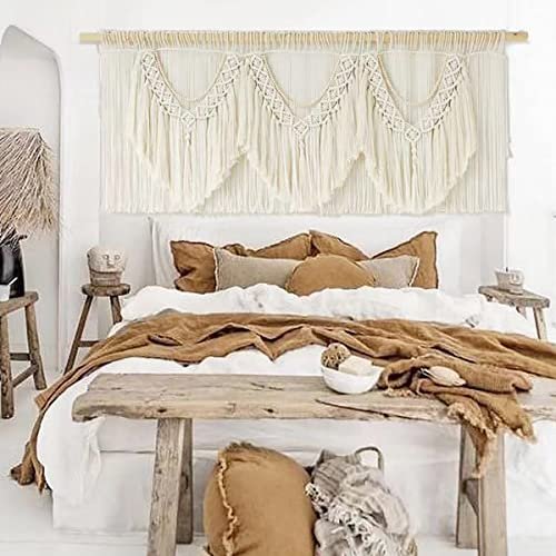 51hAqEw4gHL._SL500_.jpg IOWER Extra Large Boho Macrame Wall Decor: 75" W x 35" L Handcrafted Hanging Art - Image 3