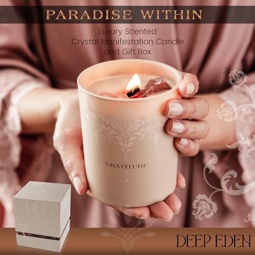 51hL3nXnUmL._SL500_.jpg Luxury Velvet Rose & Patchouli Candle for Women - 7.4oz Aromatherapy with Strawberry & Clear Quartz Crystals - Image 3