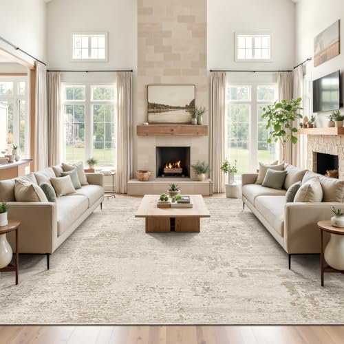 51hVuwwAX-L._SL500_.jpg Art&Tuft 8x10 Washable Rugs - Anti-Slip, Stain Resistant Abstract Area Rug for Living Room (TPR53-Beige) - Image 4