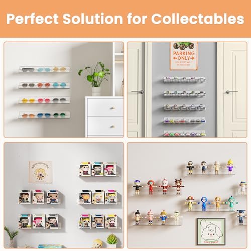 51hm-9w1rQL._SL500_.jpg Upsimples Acrylic Floating Shelves - 15" Wall Organizer for Bathroom, Bedroom, Nursery & Living Room (4 Pack) - Image 5