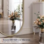 Brauthon 16"x48" Vintage Gold Oval Mirror - Beaded Full-Length Bathroom & Vanity Decor - Image 4