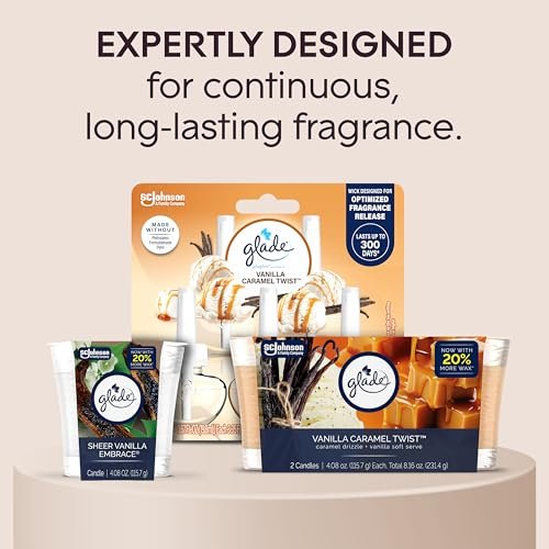 51jEFNo4wCL._SL500_.jpg Glade 1-Wick Vanilla Caramel Twist Scented Candle Jar, Essential Oil Infused, 4.08 Oz, 2-Pack. - Image 6