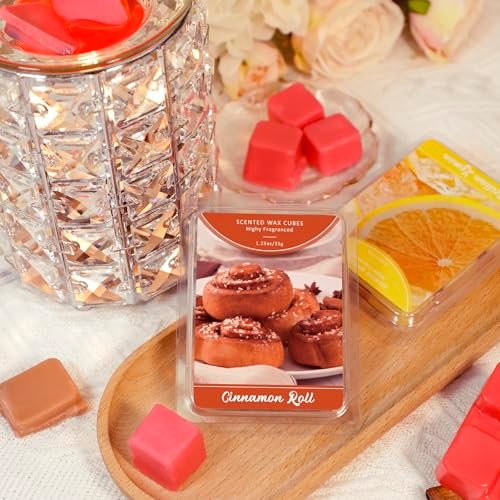 51jvjg4oUNL._SL500_.jpg SCENTORINI Fall Scented Wax Melts - 6 Pack: Cinnamon Roll, Salted Caramel, Marshmallow, Lemon, Apple, Vanilla. - Image 6