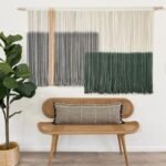 Macrame Wall Hanging Green Large Dip Dye Fiber Wall Art Bohemian Yarn Tapestry Wall Décor 57''W*35''L