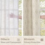 BGment Beige Linen Curtains - 2 Panels, 52 x 84 Inch, French Country Leaf Jacquard, Boho Vintage, Light Filtering Semi-Sheer. - Image 5