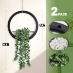 Der Rose 2-Pack Hanging Fake Succulents in Black Pots for Boho Farmhouse Wall Decor - Image 3