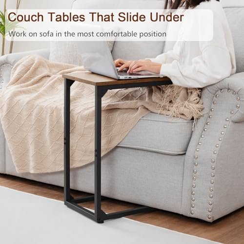 51kjCzZpUnL._SL500_.jpg AMHANCIBLE C Shaped End Tables - Set of 2 TV Trays for Living Room & Small Spaces, Rustic Brown HET02CBR - Image 4