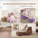 Modern Bean Bag Chair with Ottoman - Cozy Faux Fur Lounger for Adults & Teens, Memory Foam Gaming Chair (Camel) - Image 6