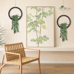 Der Rose 2-Pack Hanging Fake Succulents in Black Pots for Boho Farmhouse Wall Decor - Image 2