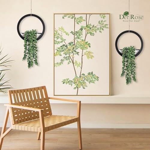 51lAfu0Nl-L._SL500_.jpg Der Rose 2-Pack Hanging Fake Succulents in Black Pots for Boho Farmhouse Wall Decor - Image 2