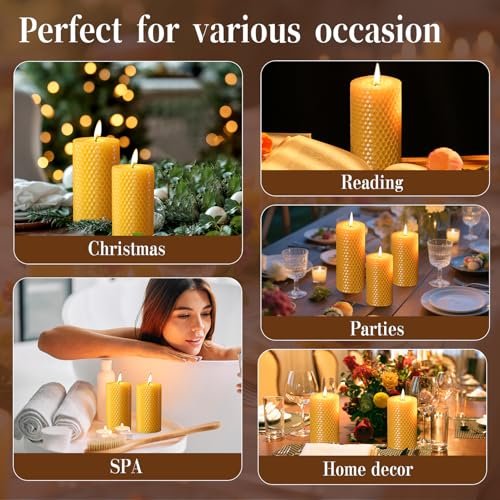 51ljoF8XOPL._SL500_.jpg Hand-Rolled Pure Beeswax Pillar Candles, 3-Pack - Unscented, Smokeless, Dripless, 60-Hour Burn - Image 9
