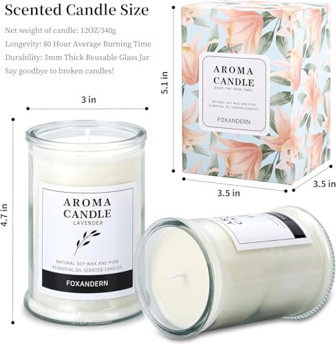 51lyEt6w-bL._SL500_.jpg Foxandern Lavender Scented Candles – 12 oz for Home, Lasts 80 Hours, Strong Aroma - Image 7