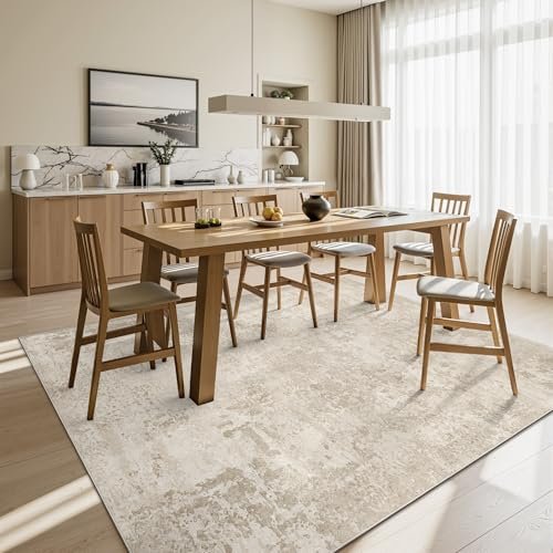 51m8YoGasnL._SL500_.jpg Art&Tuft 8x10 Washable Rugs - Anti-Slip, Stain Resistant Abstract Area Rug for Living Room (TPR53-Beige) - Image 6