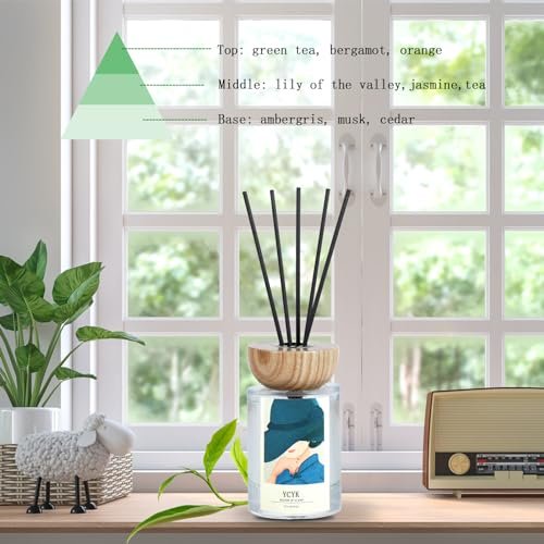 51n-TM73PpL._SL500_.jpg Jasmine & Gardenia Reed Diffuser Set, 4oz (120ml) - Natural Home Fragrance for Office & Bathroom Decor - Image 2