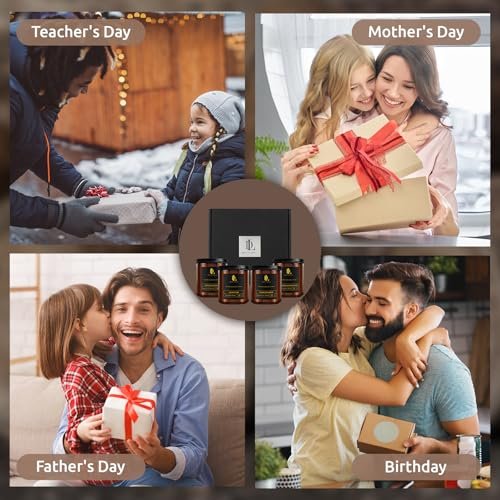 51n-X11xcHL._SL500_.jpg Scented Candle Set: 4-Pack Soy Candles for Home. Magnolia, Sandalwood, Amber, Lemon Eucalyptus, Vintage Oak. Perfect Gift for All! - Image 6