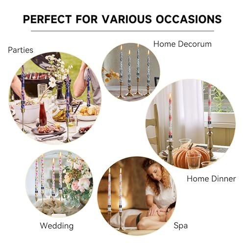 51nObO4qEAL._SL500_.jpg Gedengni 10" Dripless Floral Taper Candles - 4 Pack White Unscented for Weddings & Events - Image 9