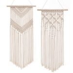 Dahey 2 Pcs Macrame Wall Hanging Decor Woven Wall Art Macrame Tapestry Boho Chic Home Decoration for Apartment Bedroom Nursery Gallery,13" W×27" L and 13''W×29" L