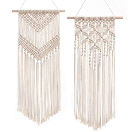 Dahey 2 Pcs Macrame Wall Hanging Decor Woven Wall Art Macrame Tapestry Boho Chic Home Decoration for Apartment Bedroom Nursery Gallery,13" W×27" L and 13''W×29" L