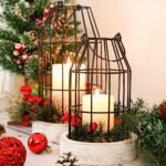 Set of 2 Rustic Wire Metal Cloche Candle Lanterns - Vintage Farmhouse Decor for Indoor/Outdoor Use. - Image 2
