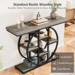 Celaform 41" Industrial Console Table with Circle Base & 4 Storage Shelves for Entryway (Grey) - Image 6