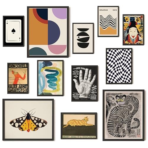 97 Vintage Eclectic Wall Art Prints - Abstract & Retro 97 Decor Vintage Eclectic Wall Art Collage - Abstract Modern Art Prints For Wall Decor, Cool Funky Pictures Maximalist Paintings Retro Bauhaus Posters Set For Dorm Bedroom Home Decorations (Unframed)