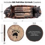 Set of 6 Rustic Bear Coasters in Handmade Canoe with Cute Black Bear Figurines. Perfect Lodge Decor! - Image 3