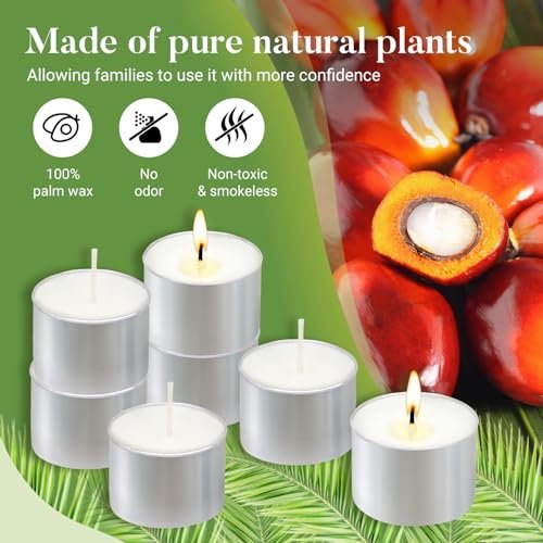 51osK0NVwCL._SL500_.jpg 100 Pack Unscented Tea Candles - 8 Hour Burn Time for Shabbat, Weddings, Christmas & Home Decor - Image 3