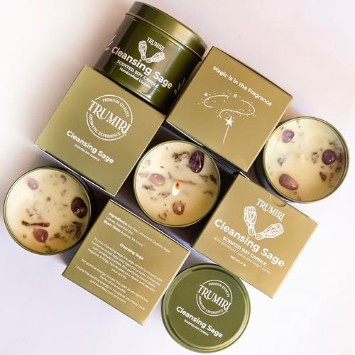 51pqrbVBeL._SL500_.jpg Sage Candle Smudge Kit - 5oz Organic Soy Wax for Cleansing Negative Energy - Aromatherapy Gift - Image 8