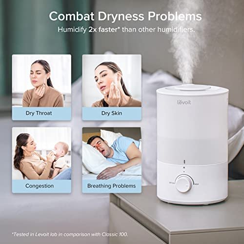 51p54KJl5fL._SL500_.jpg LEVOIT Quiet Humidifier for Bedroom: 3L Top Fill, 25W Cool Mist Diffuser for Home & Nursery. 360° Nozzle for Rapid Ultrasonic Humidification. - Image 9