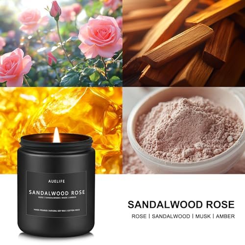 51qIdK9RAmL._SL500_.jpg Sandalwood Rose Candle | Aromatherapy Soy Candle for Home | Perfect Gift for Men & Women - 7oz - Image 2