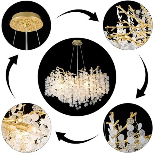 51qN6ccDLIL._SL500_.jpg VBKK 32" Coastal Gold Chandelier: 10-Light Crystal Fixture for Dining, Living Room, Bedroom, and Entryway. - Image 4