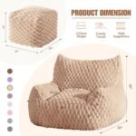Modern Bean Bag Chair with Ottoman - Cozy Faux Fur Lounger for Adults & Teens, Memory Foam Gaming Chair (Camel) - Image 2